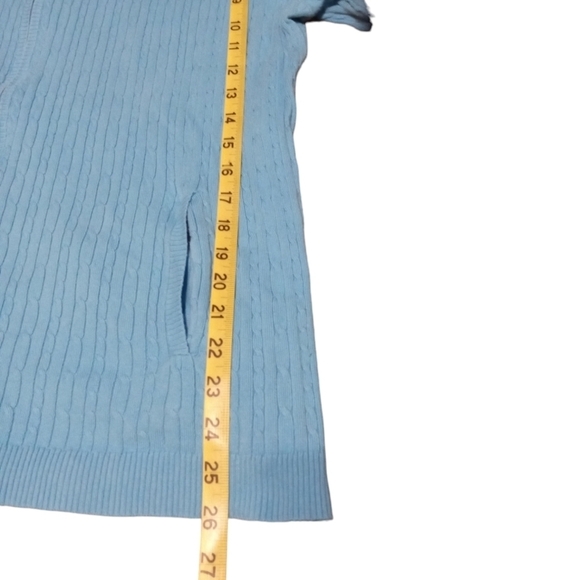 Cable Knit Full Zip Cardigan Eddie Bauer Teal Pocketed Granniecore Layering XXL - Picture 13 of 15